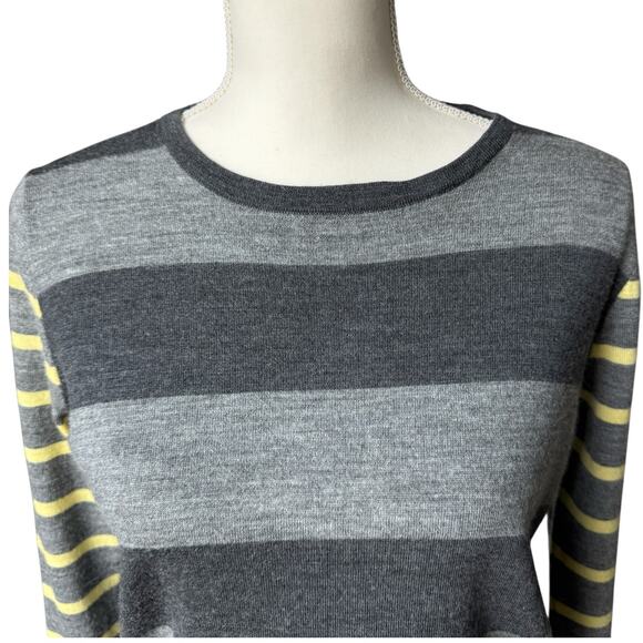 Vintage KEW 159 Sweater Womens M Gray Breton Stripe Pullover 100% Merino Wool - Picture 6 of 11